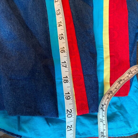 VTG Handmade Patchwork Pockets Lined Jean Jacket Retro Boho Festival Size XXL - Picture 10 of 12